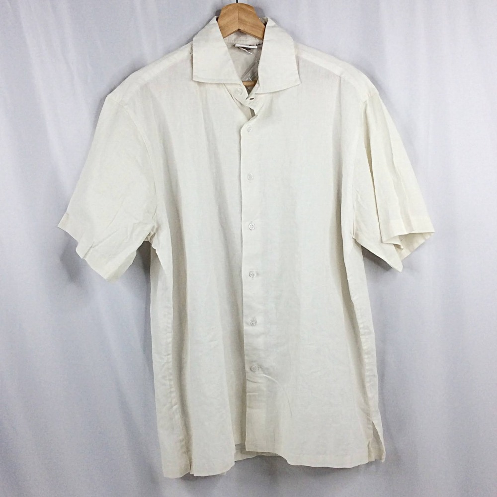 NWT w/Defects ISLAND IMPORTER 100% Linen Shirt Men's Size XL White Short Sleeve